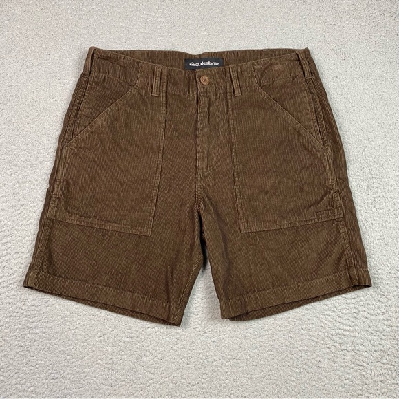 Quiksilver Men's Size 32 Brown Corduroy Retro Beach Shorts 7" Inseam EUC - Picture 1 of 7